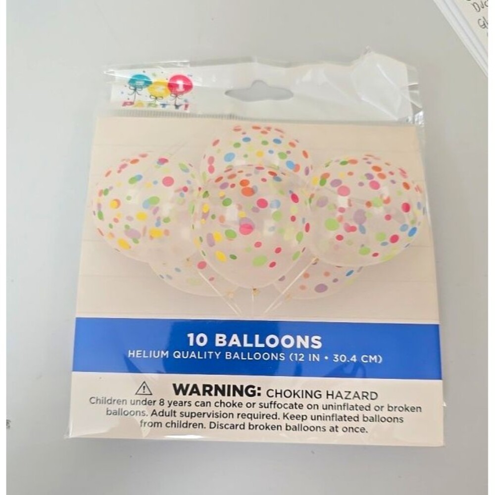 Old East Main Co. Helium Quality Clear Confetti Polka Dot Balloons 10ct 12" B8